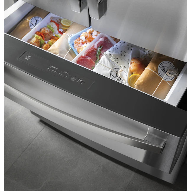 GE Profile 28-cu ft Smart French Door Refrigerator with Ice Maker, Door within Door, Fingerprint-Resistant Stainless Steel