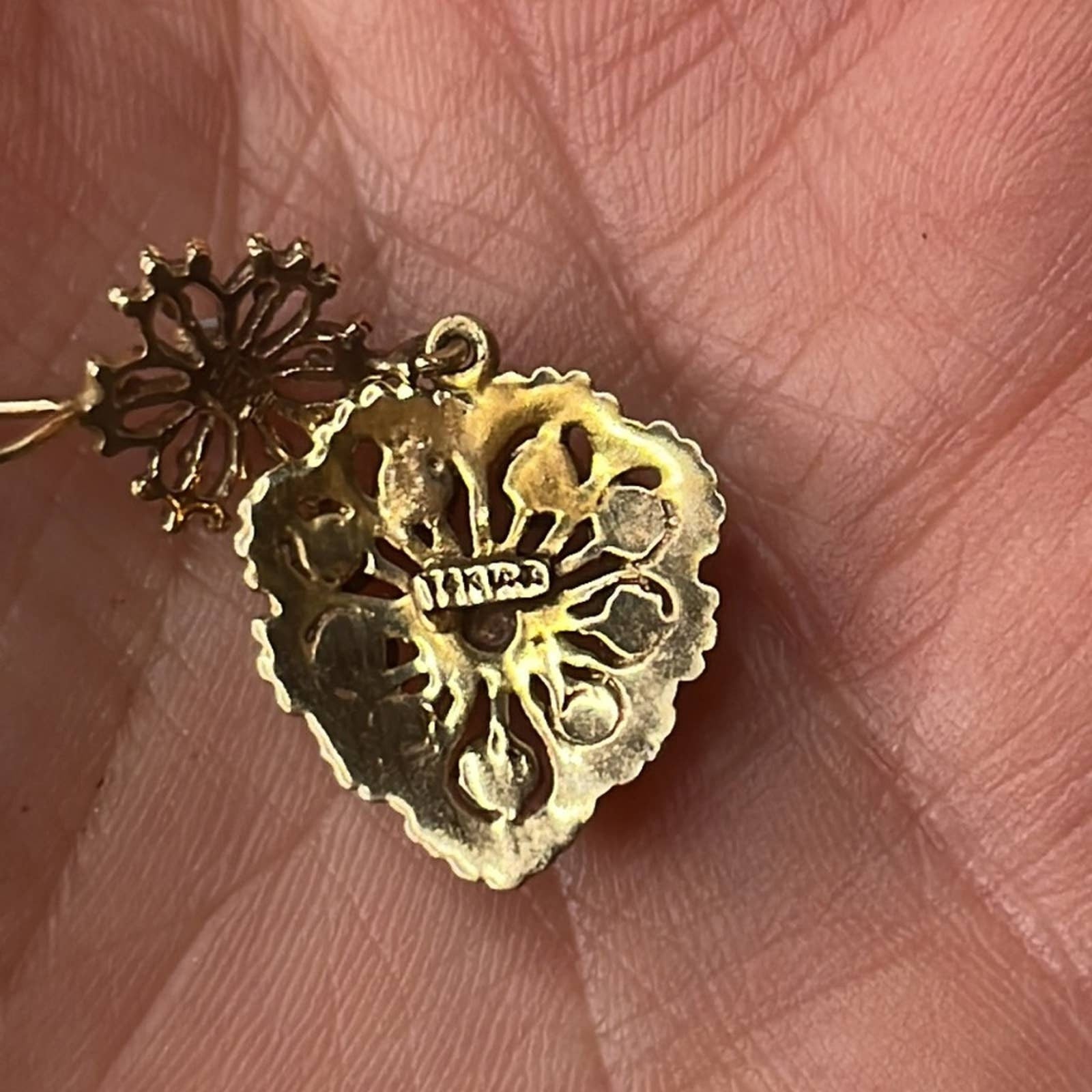 Antique Victorian Opal Heart Pendant in 14k Gold