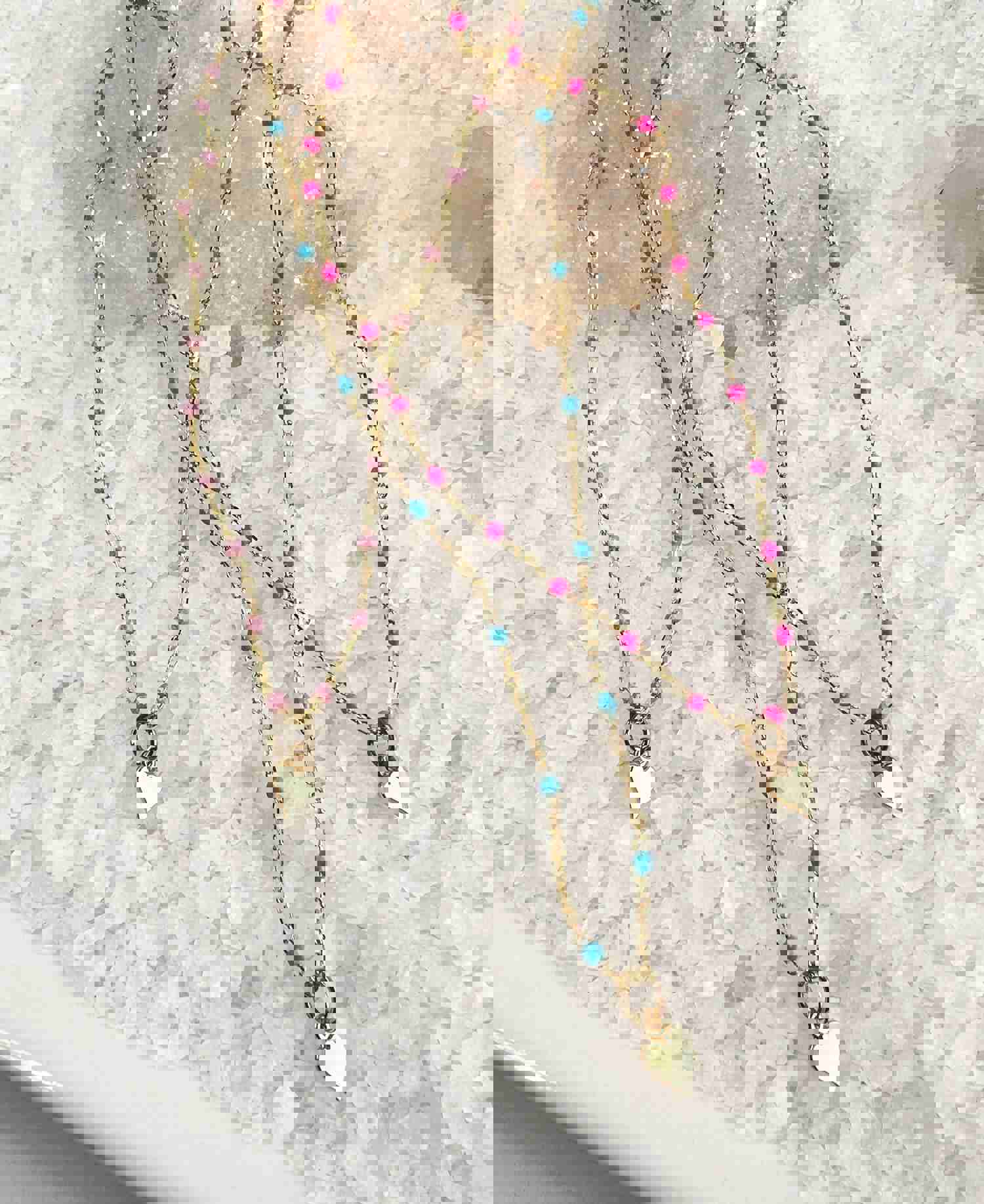 Elegant Enamel & Vermeil Heart Pendant Necklace