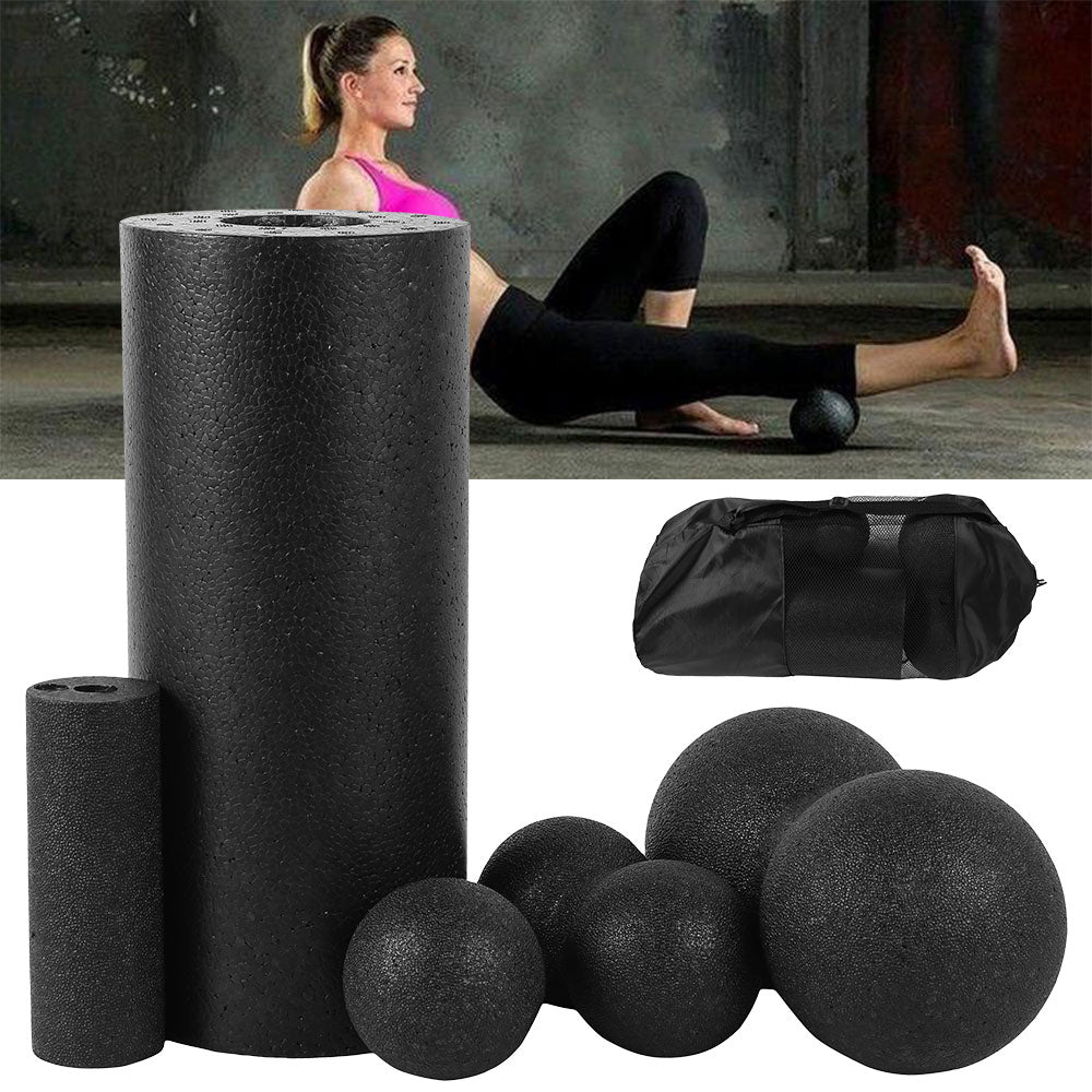 Premium Yoga Massage Foam Roller & Fitness Ball Set