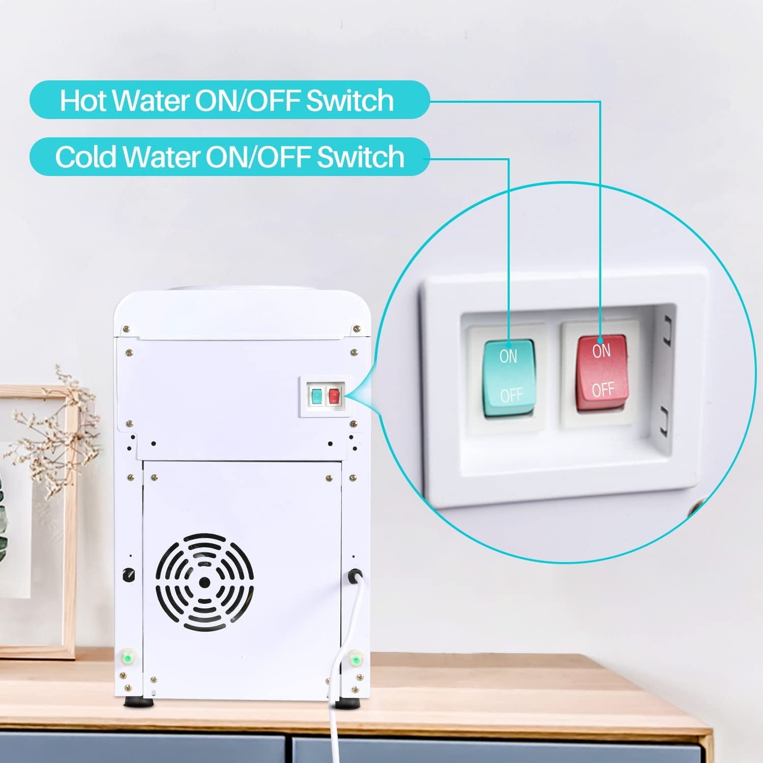 Top-Loading Countertop Water Cooler Dispenser with Hot & Cold, Child Safety Lock