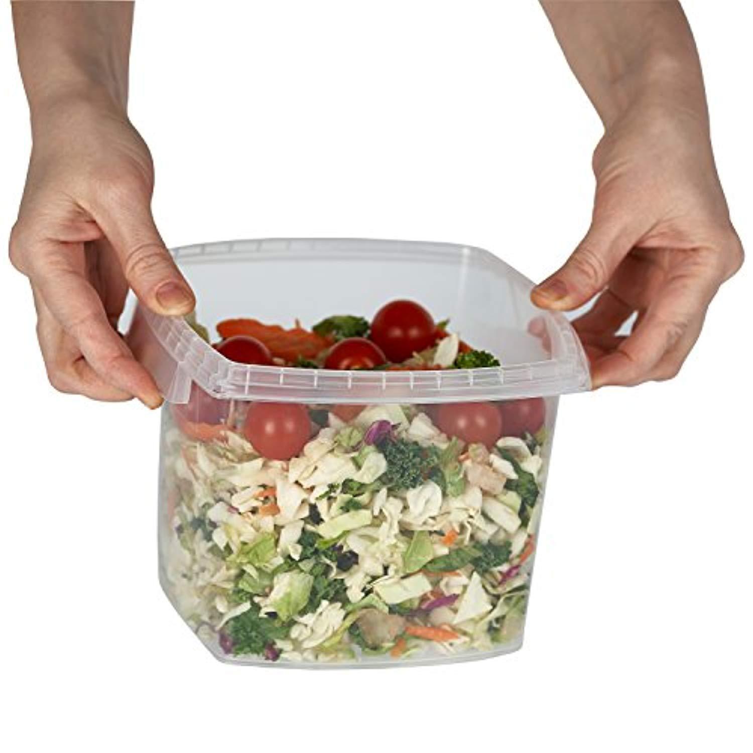 Decony 64 oz. Leak-Proof Deli Containers with Lids, Clear, Stackable, Microwave & Freezer Safe