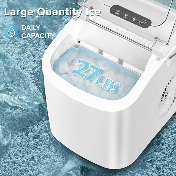 Auseo Compact Ice Maker, 9 Cubes in 8 Mins, 26 lbs Daily, Self-Cleaning