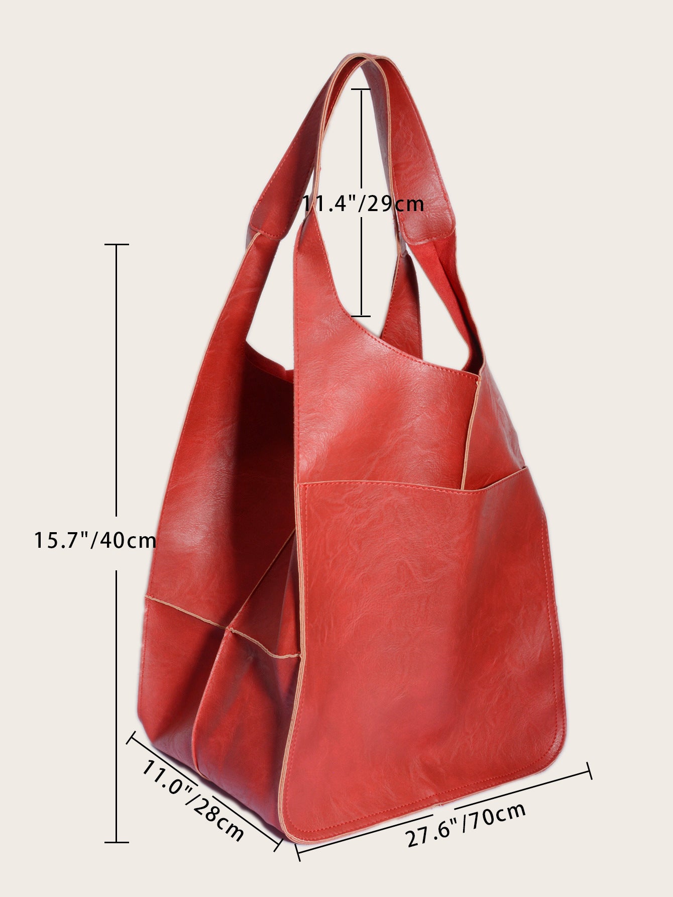 Stylish Large Capacity Soft Leather Shoulder Tote Bag