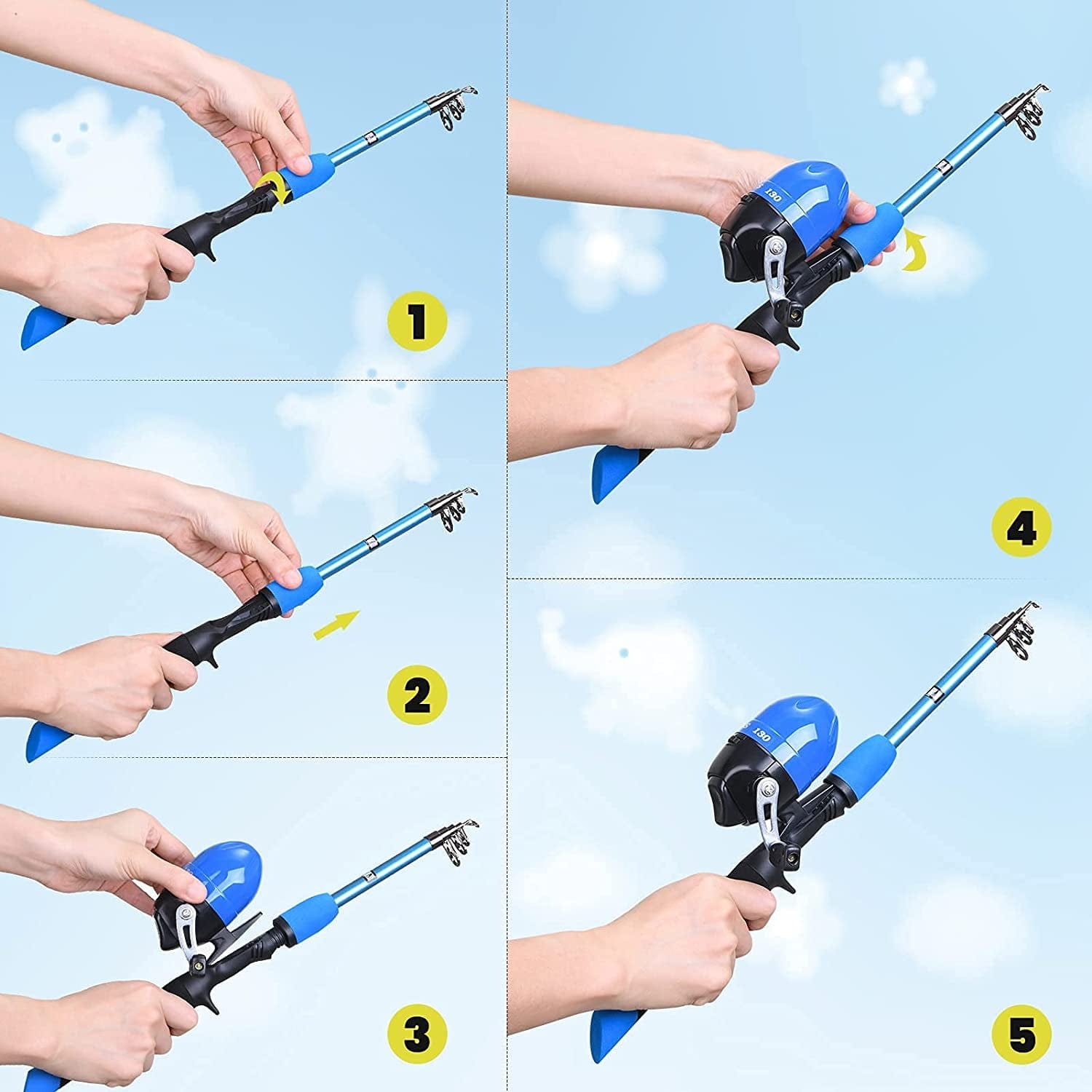 Children's Telescopic Fishing Kit, Starter Fishing Rod and Reel Set with Tackle Box
