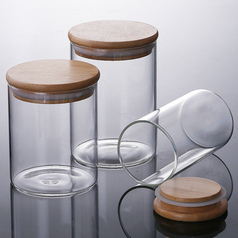 Eco-Friendly Bamboo Lid Glass Food Storage Container
