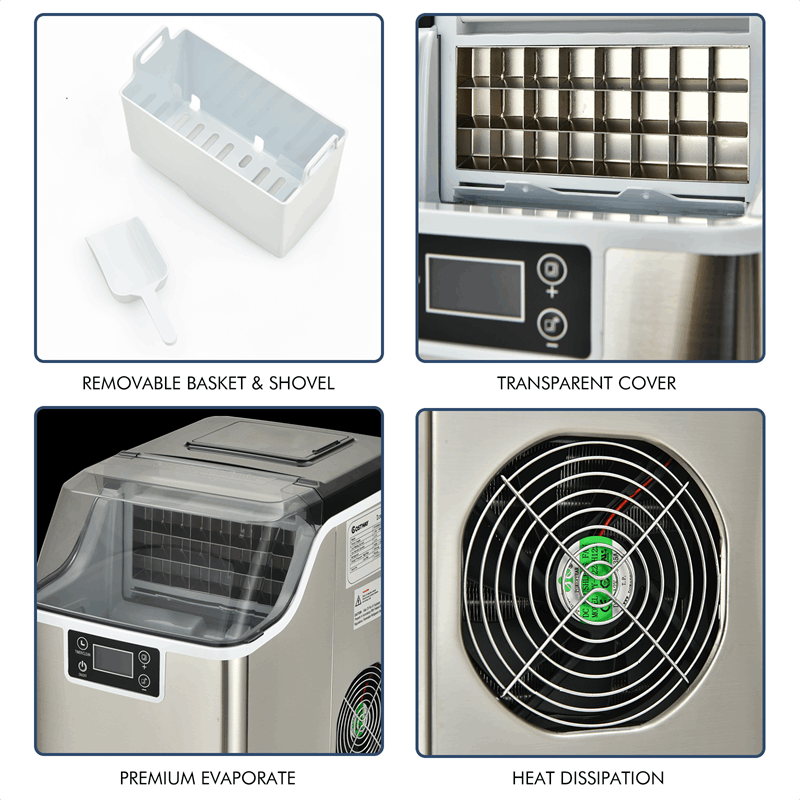 Portable Countertop Ice Maker with Top Inlet and Adjustable Ice Thickness