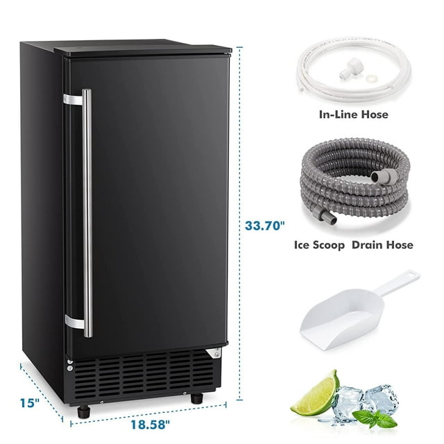 Auseo Under Counter Ice Maker, 80lbs Daily, Reversible Door, Self-Cleaning & Timer