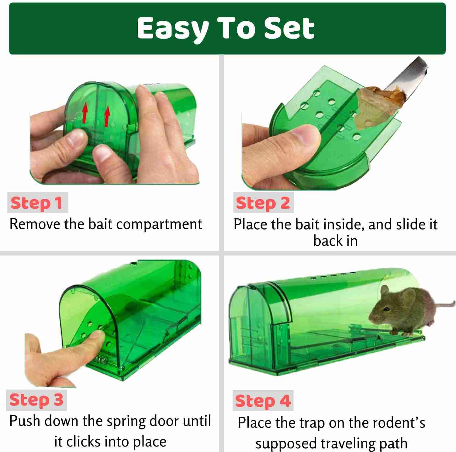 CaptSure Humane Mouse Traps, Safe and Reusable for Rodent Control
