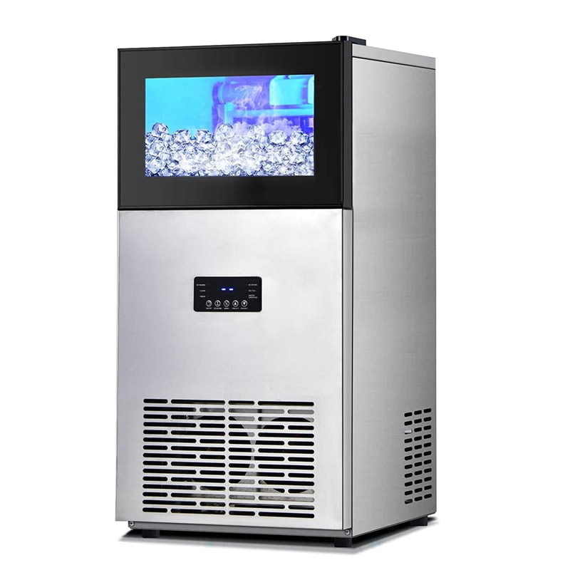 High-Capacity Stainless Steel Ice Maker with Self-Cleaning