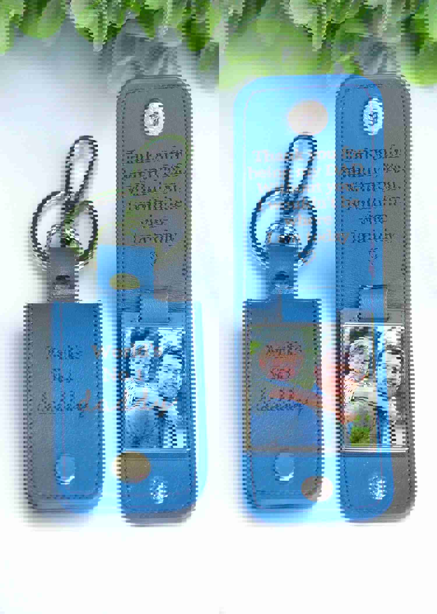 Custom Engraved Leather Keychain - Dad's Day Gift