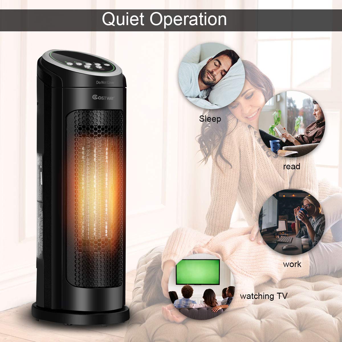 Whisper-Quiet Ceramic Tower Heater with Remote