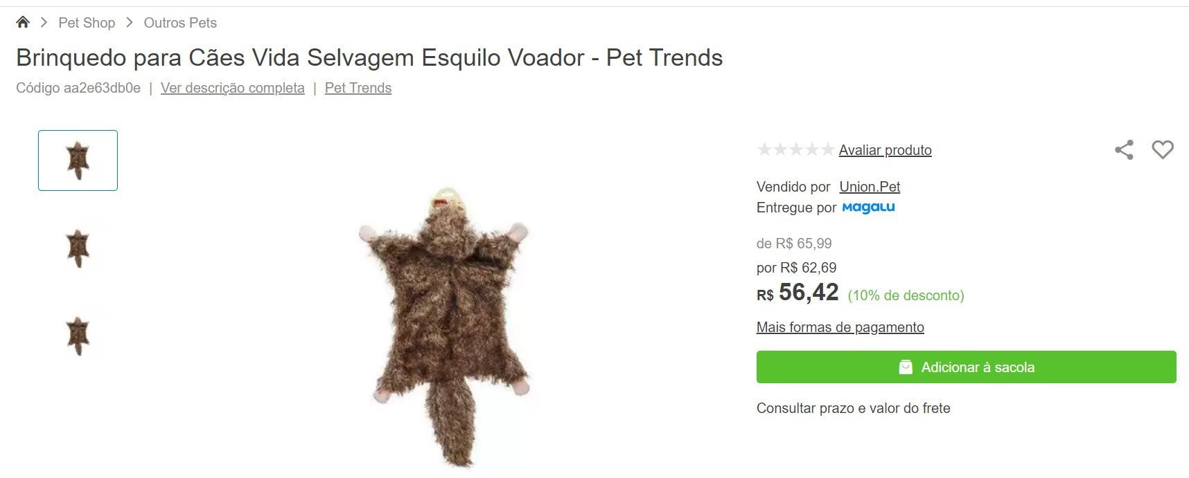 Wildlife Squirrel Flying Dog Toy - Pet Trends - 10 Units