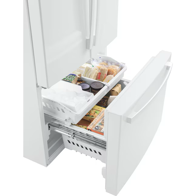 GE 27-cu ft French Door Refrigerator with Ice Maker and Water Dispenser (White) ENERGY STAR