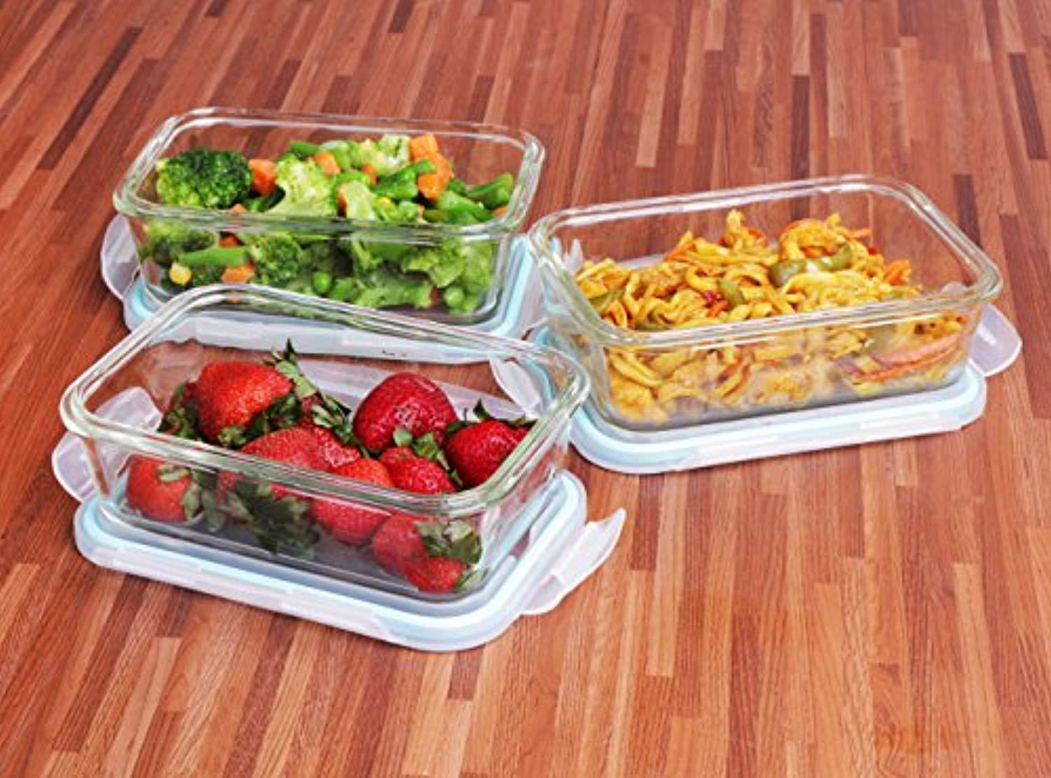 Utopia Kitchen 3-Piece Glass Food Storage Containers with Lids