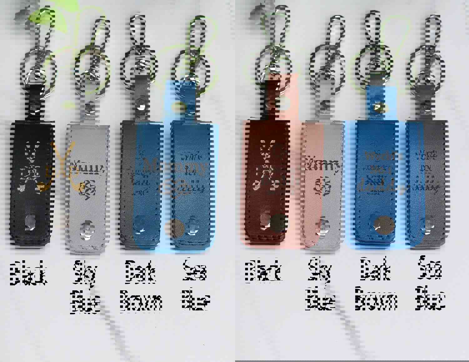 Custom Engraved Leather Keychain - Dad's Day Gift