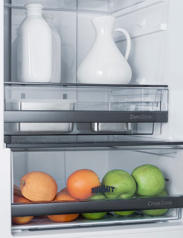 Summit 24" 10.8 cu. ft. Counter Depth Bottom Freezer Refrigerator with Ice Maker - Stainless Steel