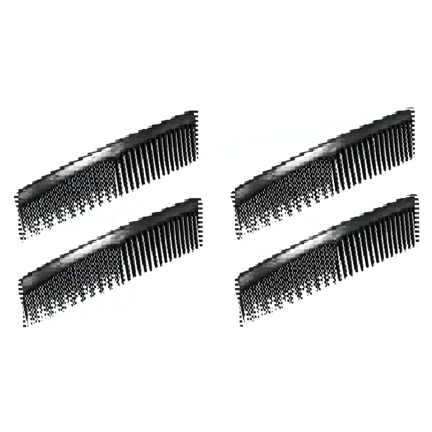 Amelia Beauty 7" Black Plastic Styling Tease Comb, 2-Pack with Inch Marks