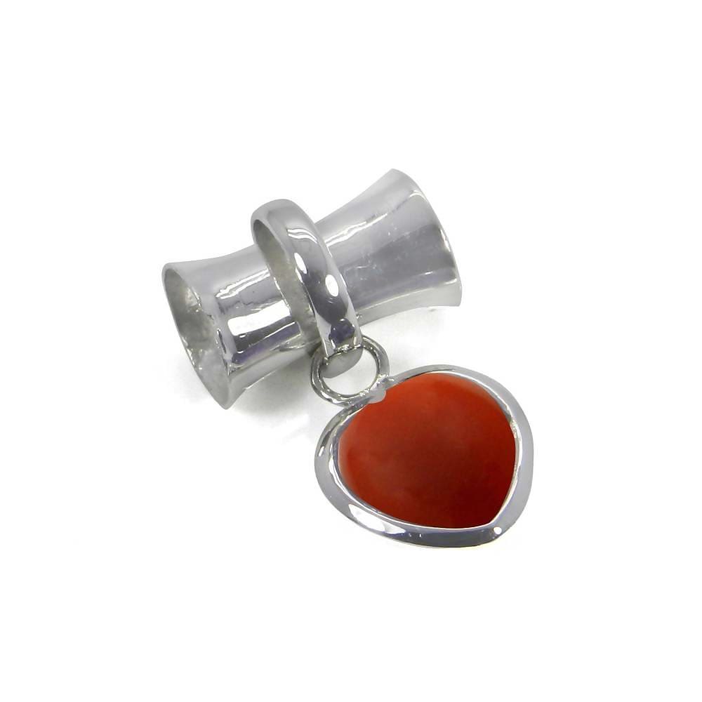 Stylish Red Onyx Heart Sterling Silver Pendant Necklace