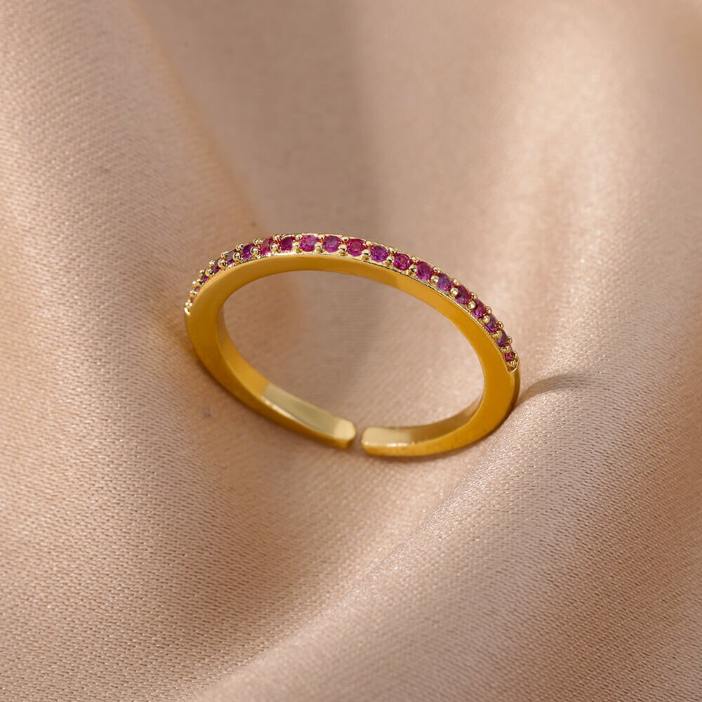 Stylish Women's Gold-Tone Stainless Steel Zirconia Rings