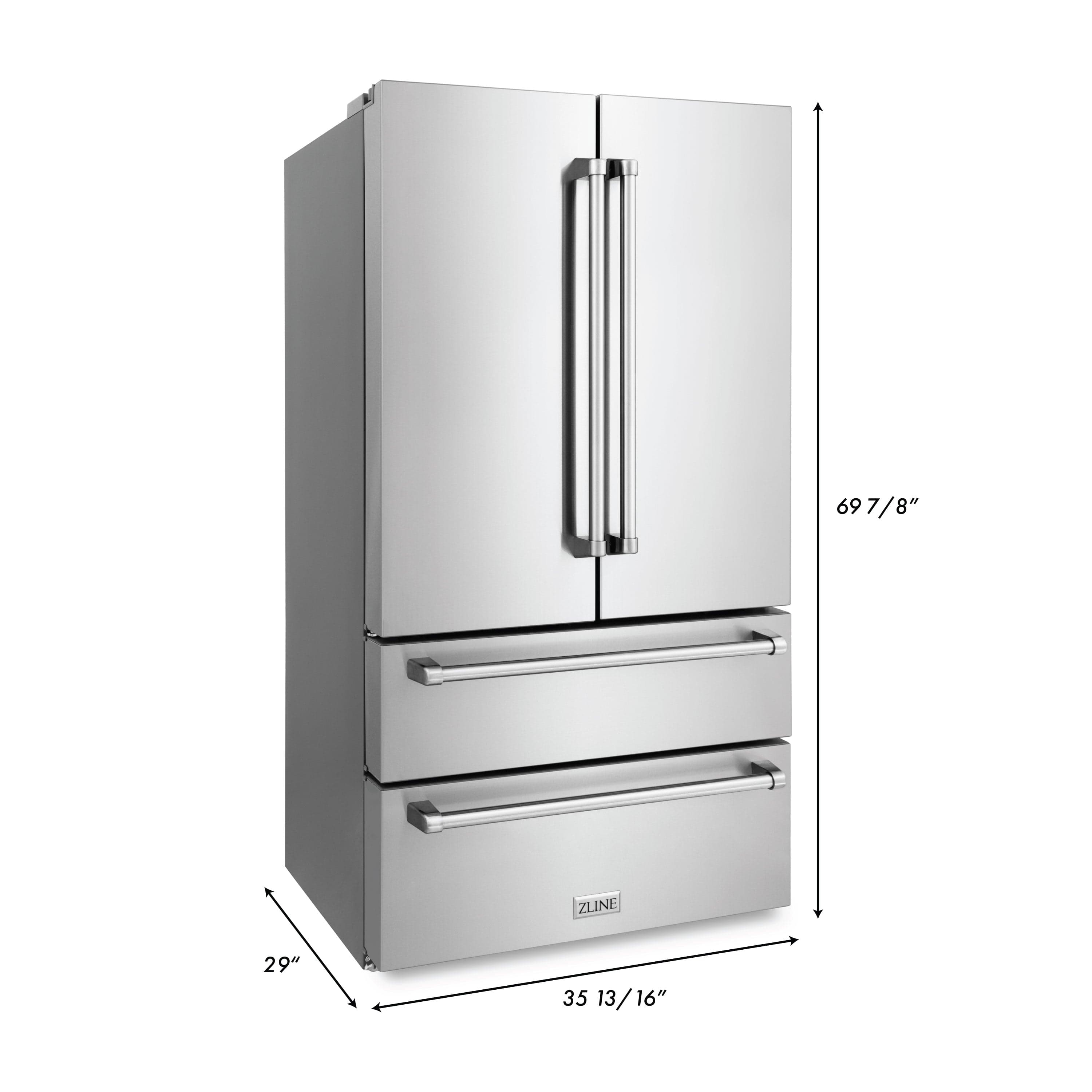 ZLINE 36-Inch French Door Refrigerator with Ice Maker, 22.5 Cu. Ft., Stainless Steel