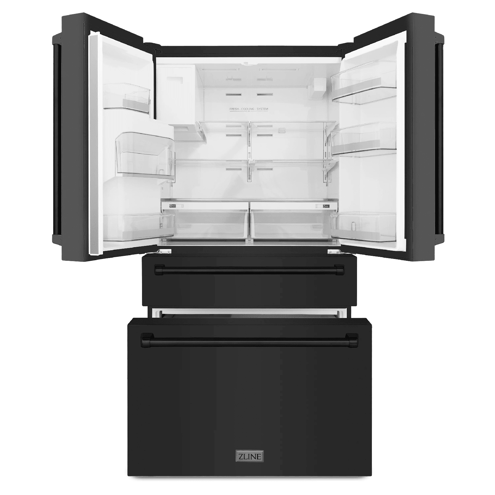 ZLINE 36" French Door Refrigerator with Dispenser, Ice Maker, Black Stainless Steel