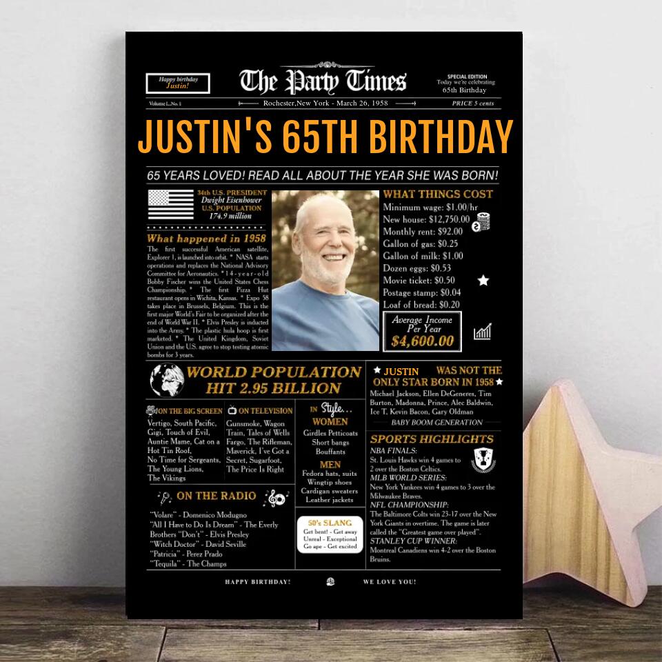 Vintage 65th Birthday Decor with 1958 Theme