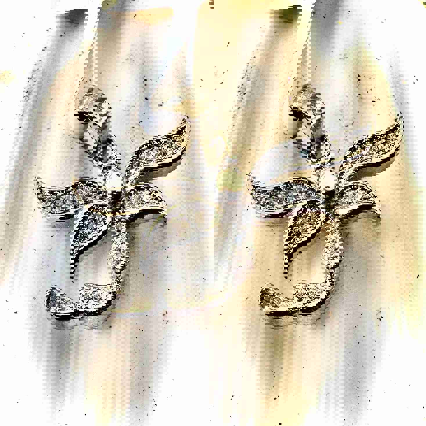 Glamorous Sterling Silver Dragonfly Pendant with CZ, Rhodium-Plated