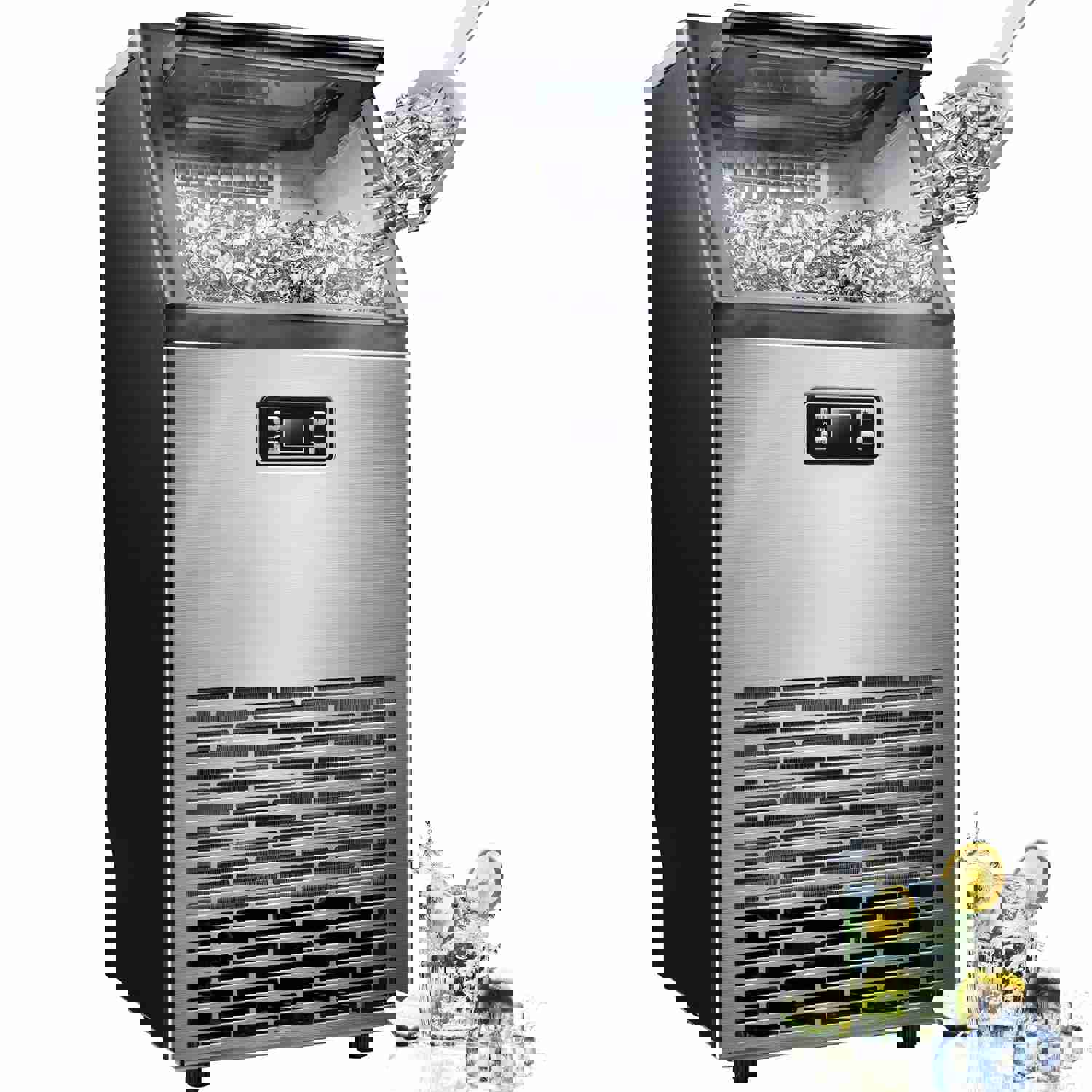 Auseo 100LBs/Day Ice Maker, Stainless Steel Commercial Machine