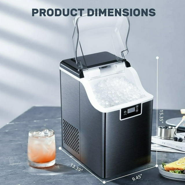 KISSAIR Portable Nugget Ice Maker with Self-Cleaning, LED Display
