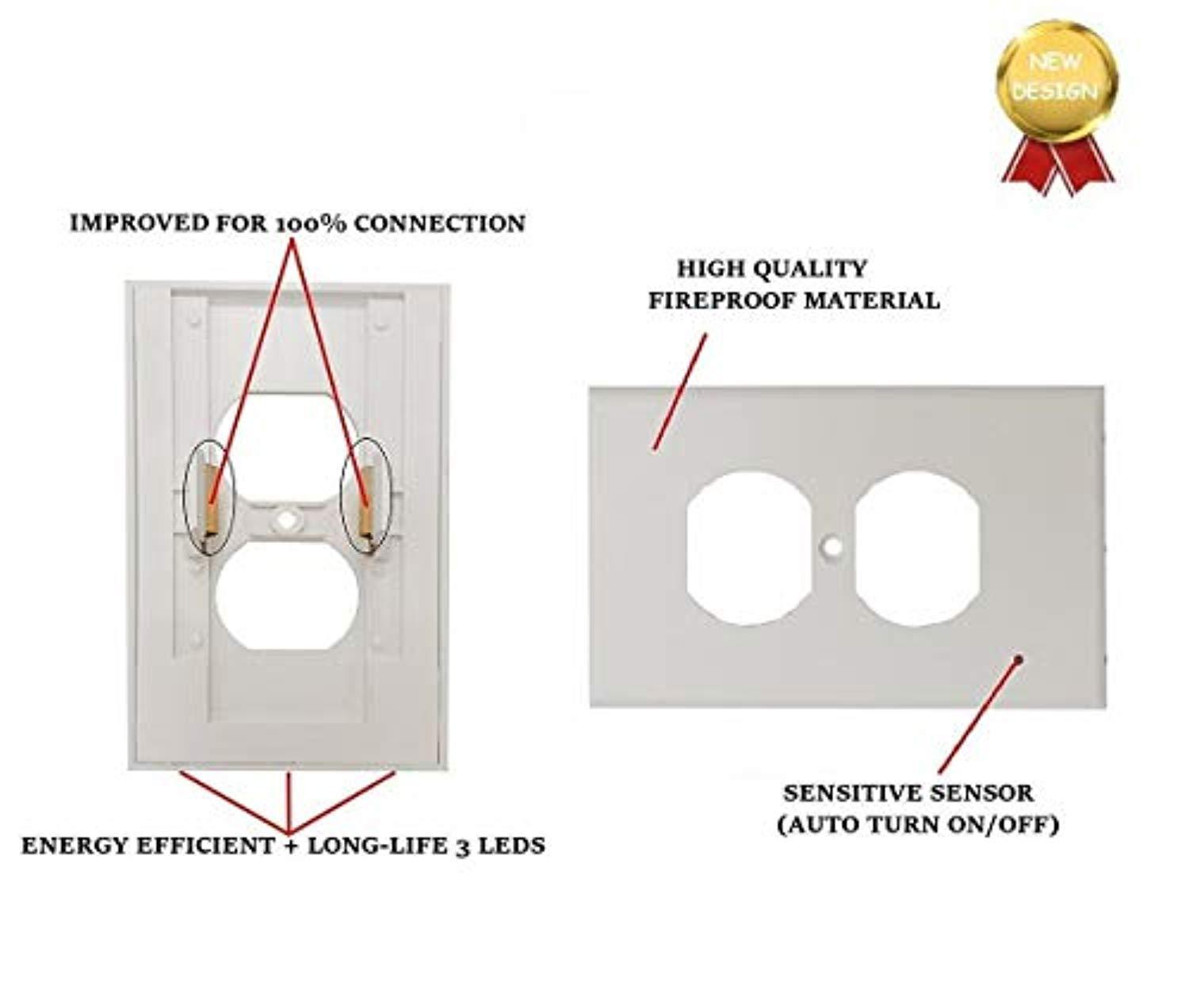 Mribo 6 Pack LED Night Light Outlet Covers - Easy Install, Energy Efficient