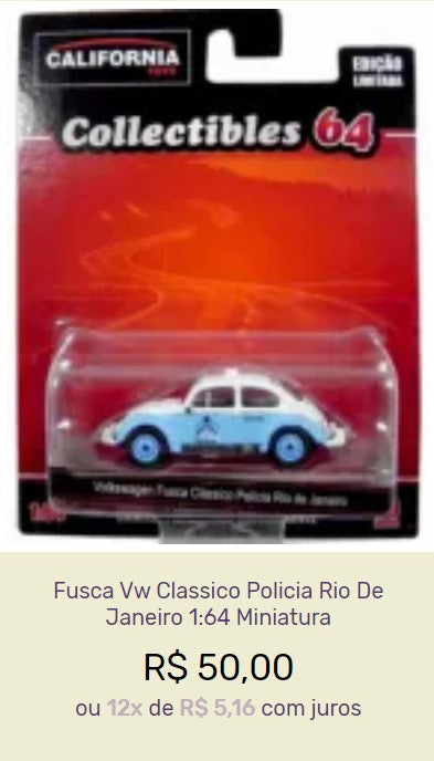 Vintage Cars Collection - VW Fusca Set of 7 Unique Models
