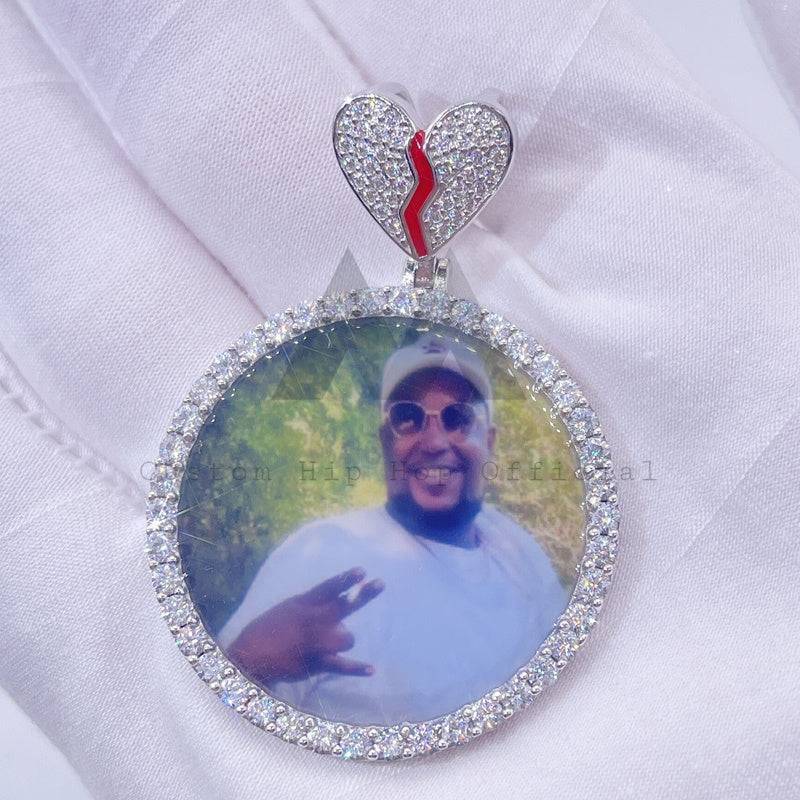 Custom Made 45mm Broken Heart Moissanite Pendant