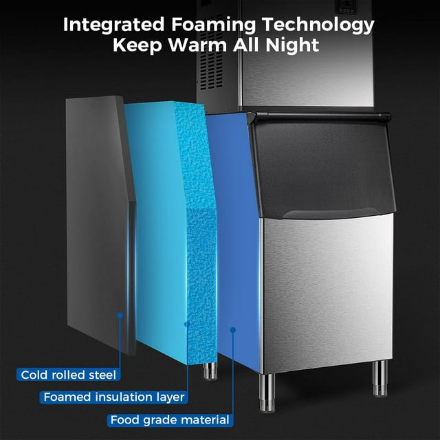 Auseo High-Capacity Ice Maker, 360 LBS/24H, 200LBS Storage, Fast Ice Production
