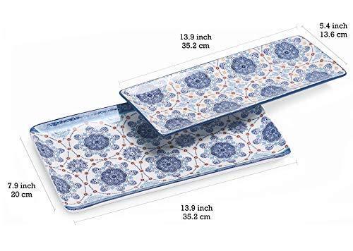 Bico Havana 14" Rectangular Ceramic Serving Platters Set, 2-Piece