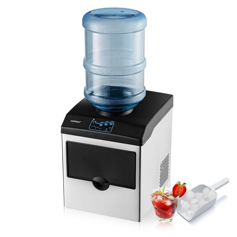 Stainless Steel 48lbs Ice Maker with Built-in Water Dispenser