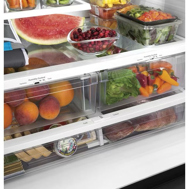 GE 27-cu ft French Door Refrigerator with Ice Maker and Water Dispenser, Black
