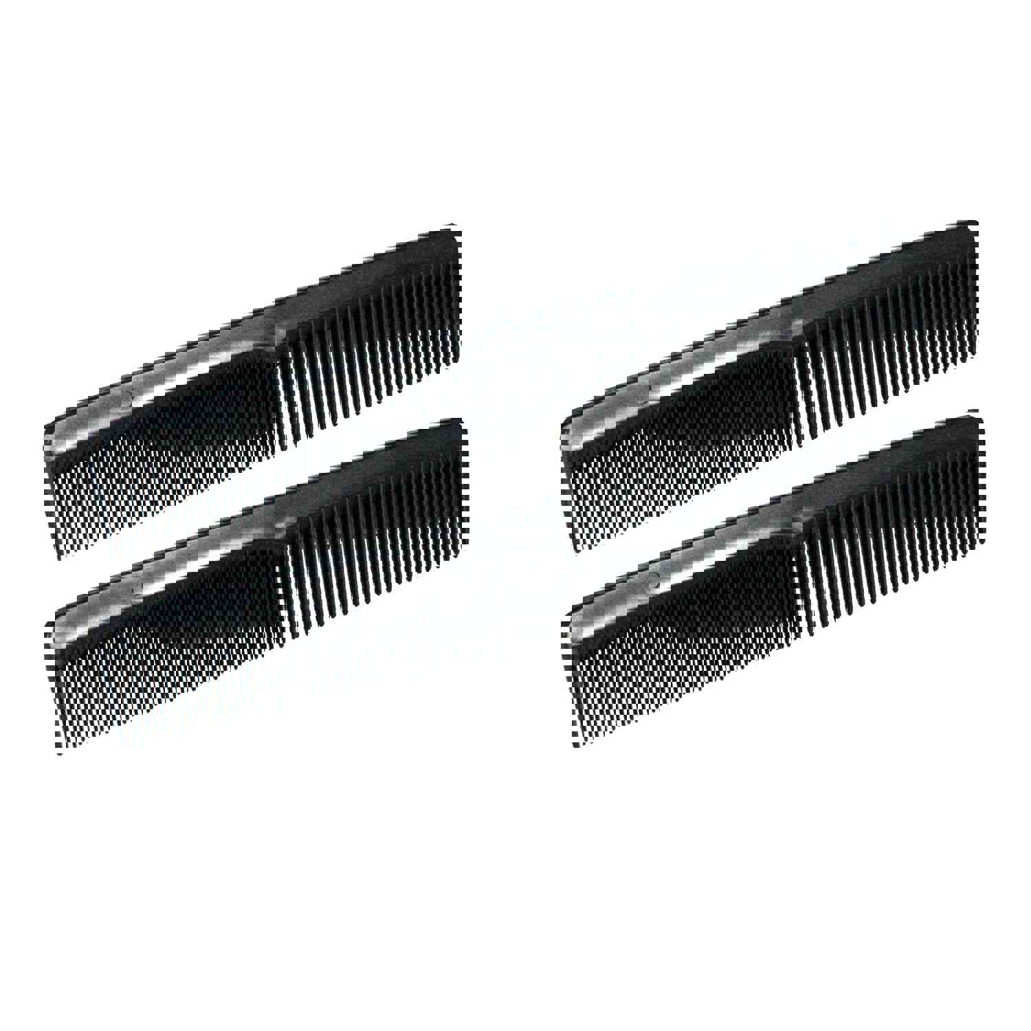 Amelia Beauty 7" Black Plastic Styling Comb, 2-Pack, USA Made, Professional Grade