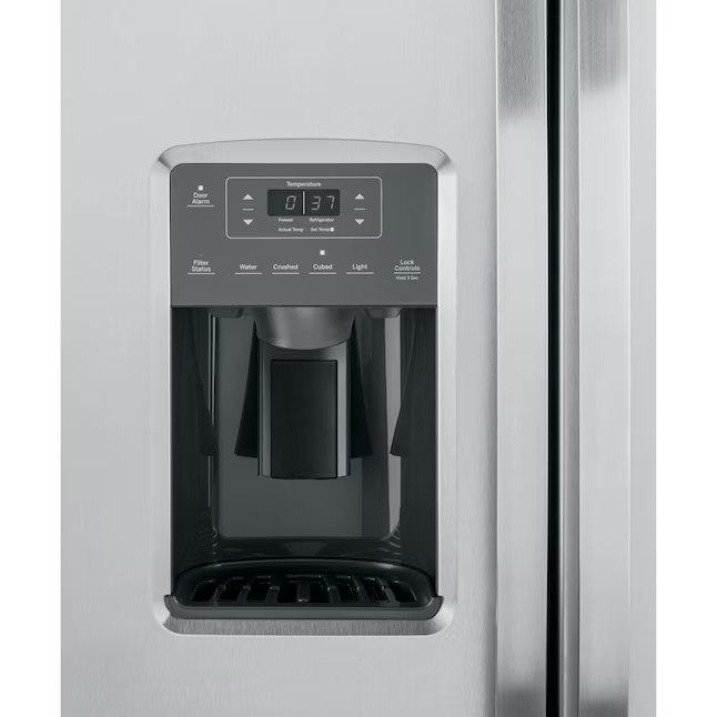 GE 25.3-cu ft Side-by-Side Refrigerator with Ice Maker, Water and Ice Dispenser (Stainless Steel)
