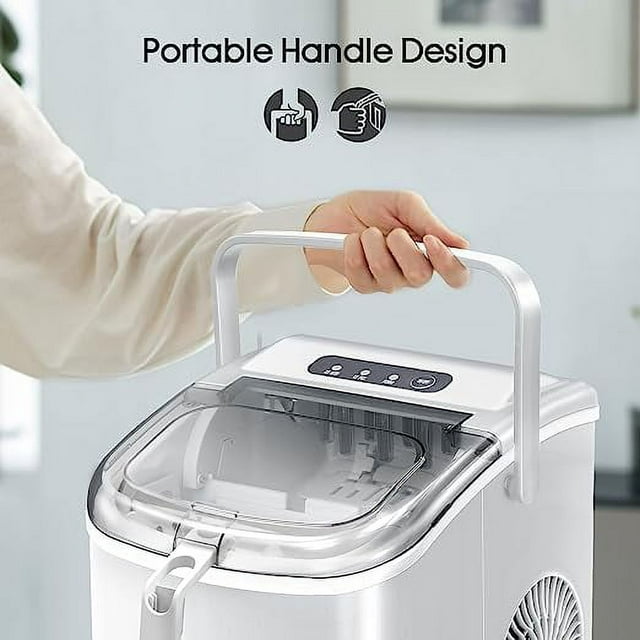 KISSAIR Compact Ice Maker - 26lbs in 24h, Self-Cleaning, Bullet-Shaped Cubes