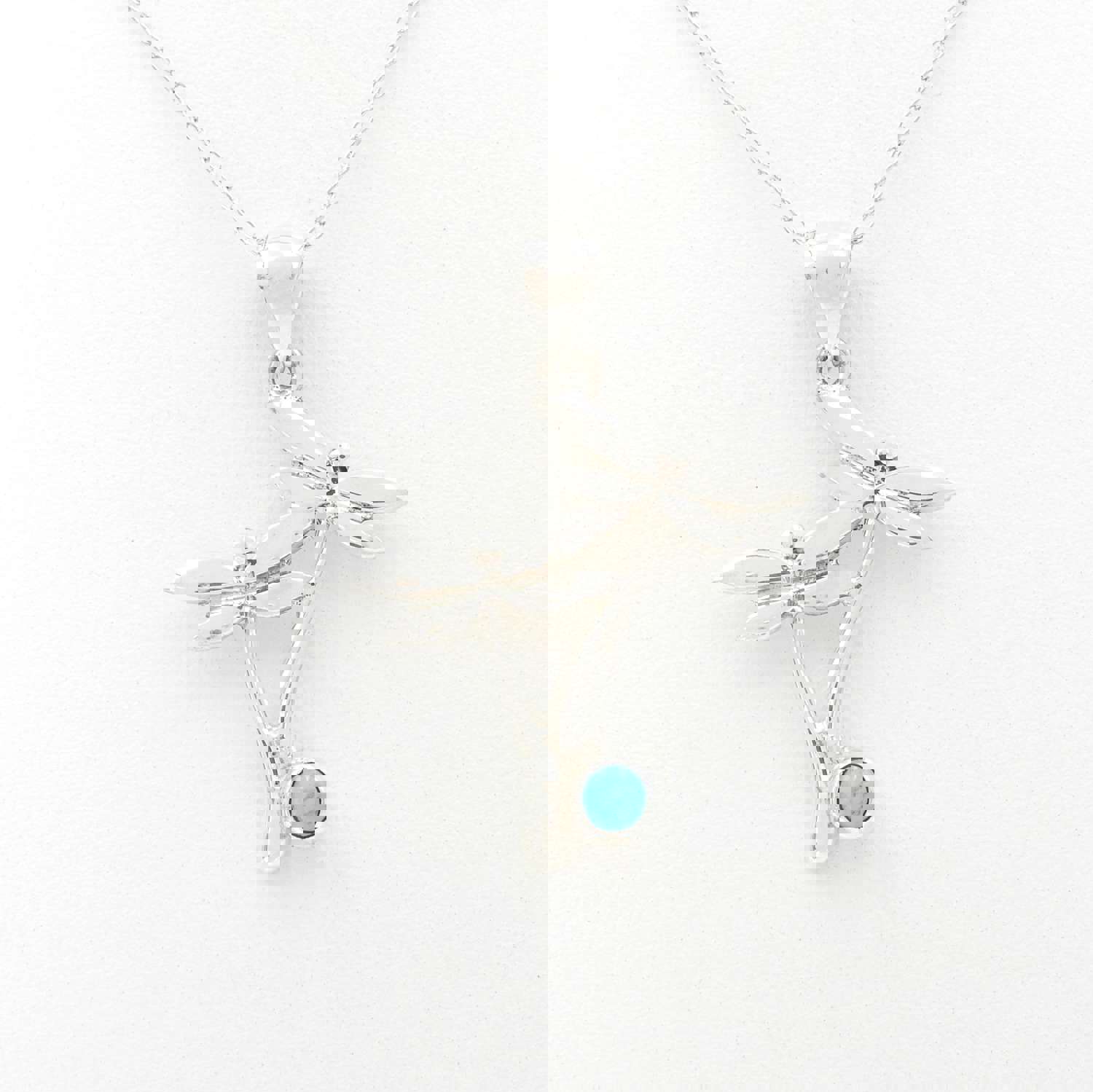 Sterling Silver Dragonfly Pendant with Turquoise Stone