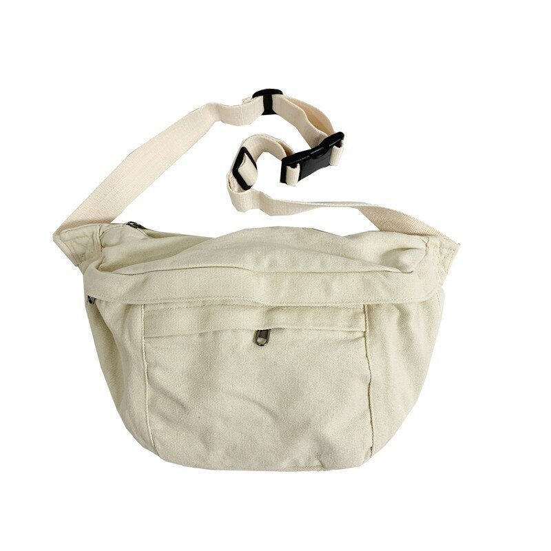 Unisex Canvas Hip-Hop Waist Bag for Outdoor and Street Style