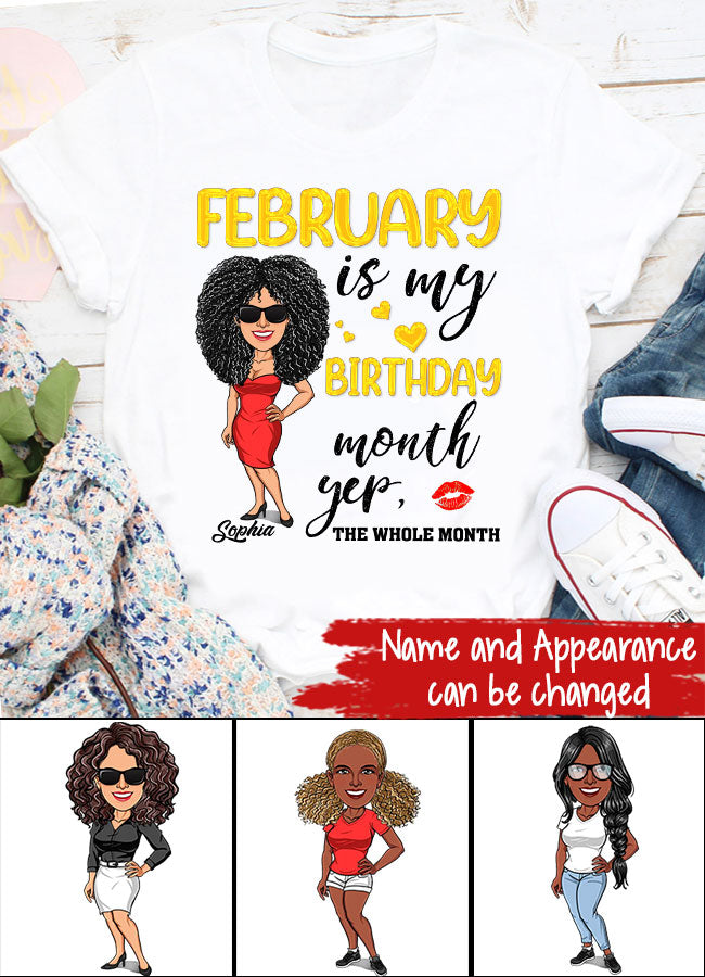 February Birthday Queen Shirt, Custom-Made for February-born Ladies