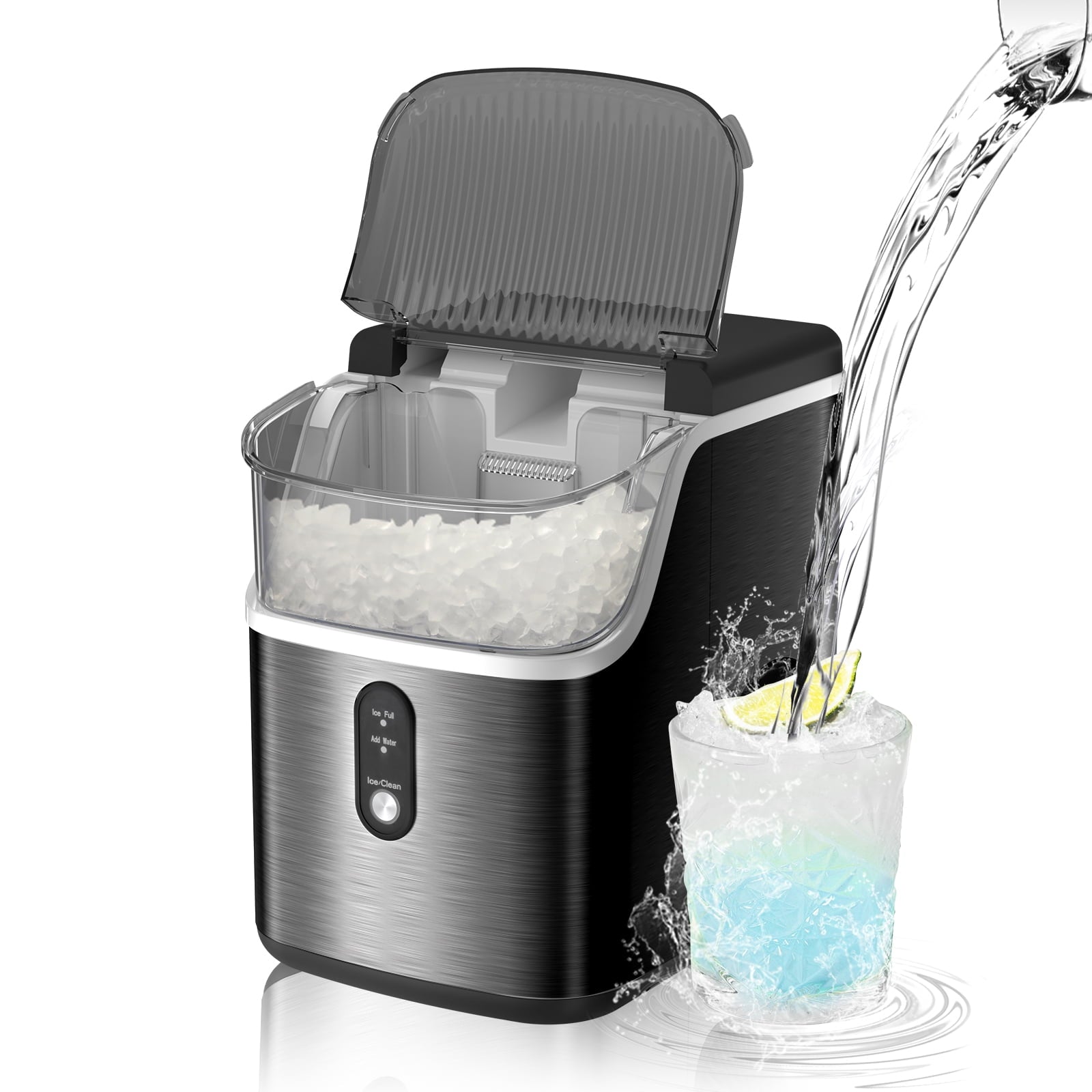 Auseo Nugget Ice Maker - Portable Countertop Ice Machine with Self-Cleaning