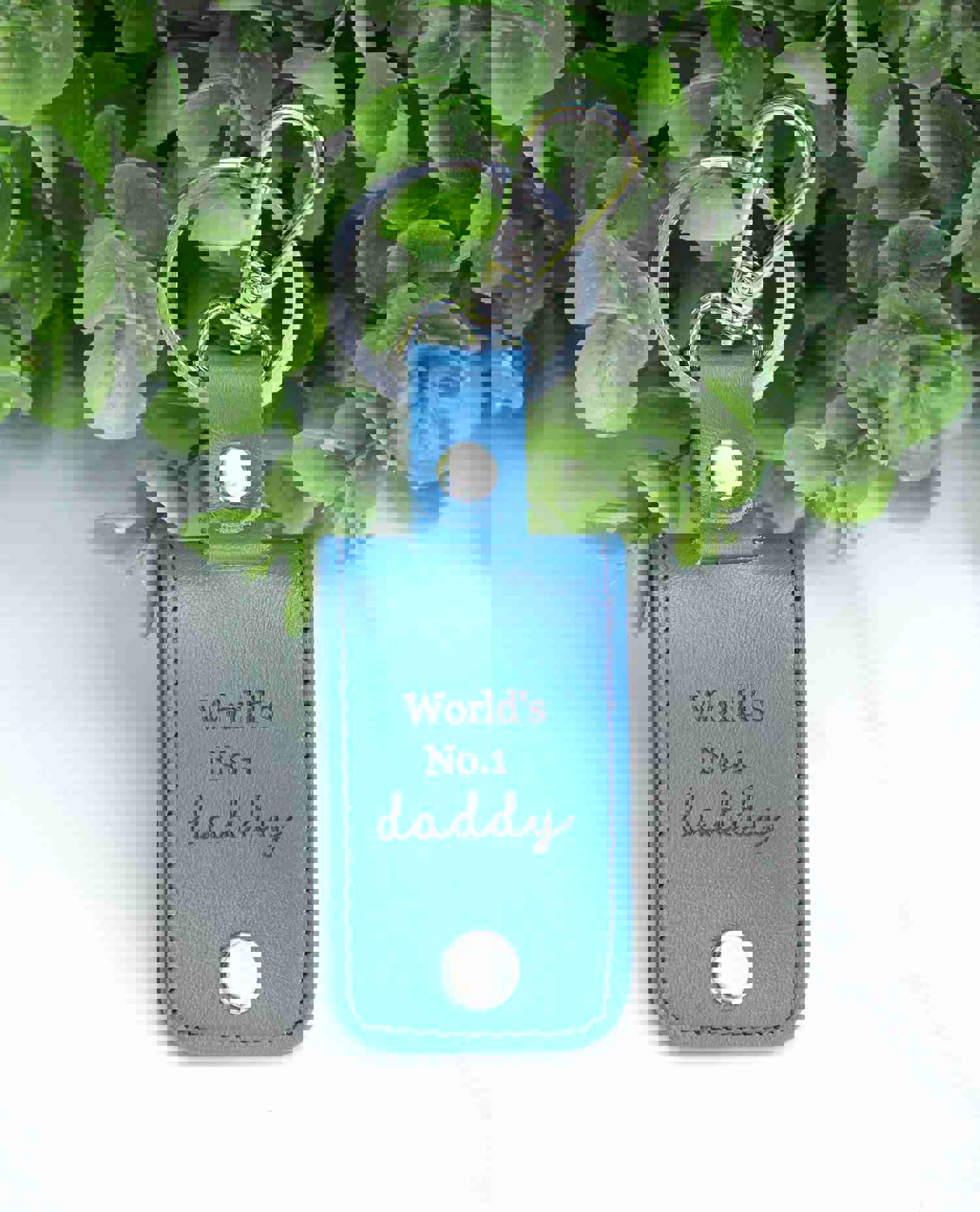 Custom Engraved Leather Keychain - Dad's Day Gift