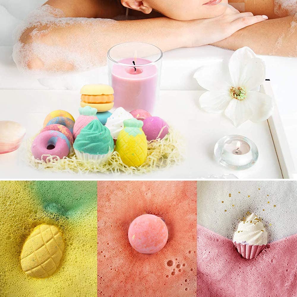 Suntee Luxury Bath Bombs Gift Set, 12 Handmade Spa Fizzers with Essential Oils and Shea Butter