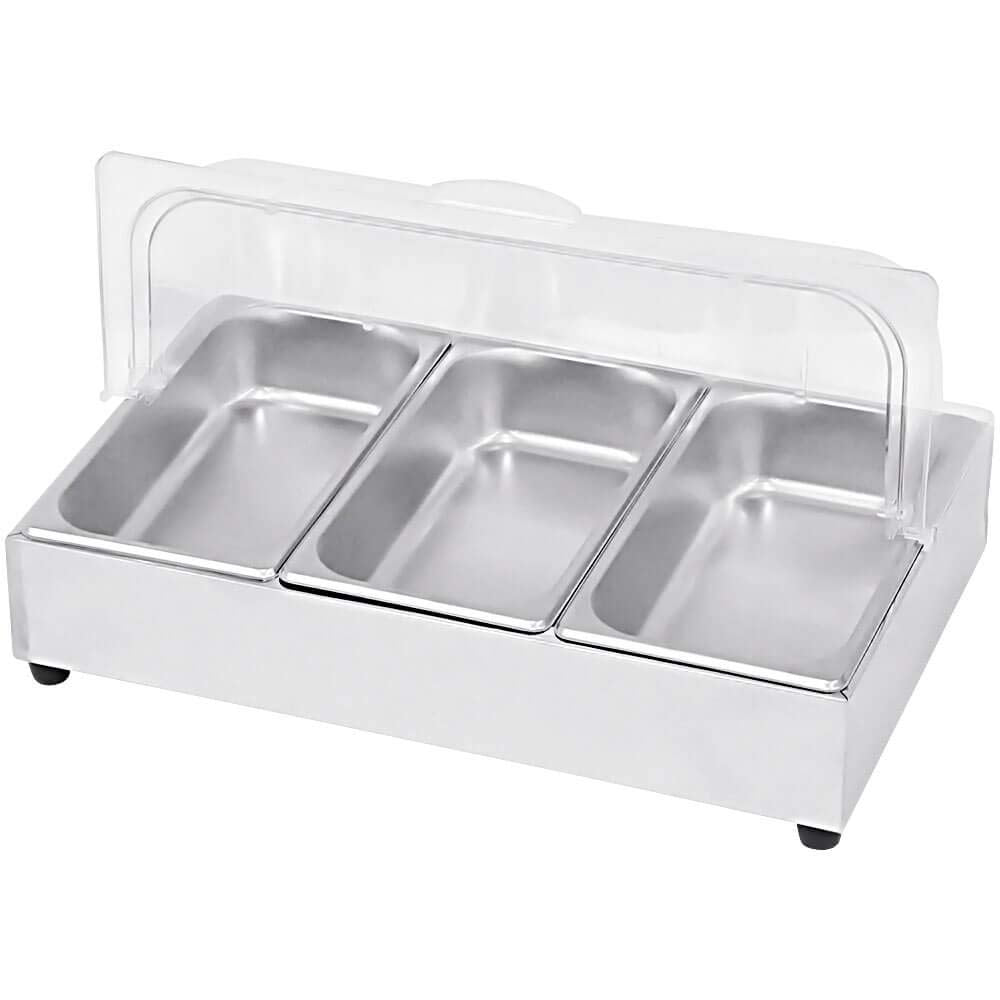 Bonarca 3-Row Stainless Steel Food Display Set with Hood Cover