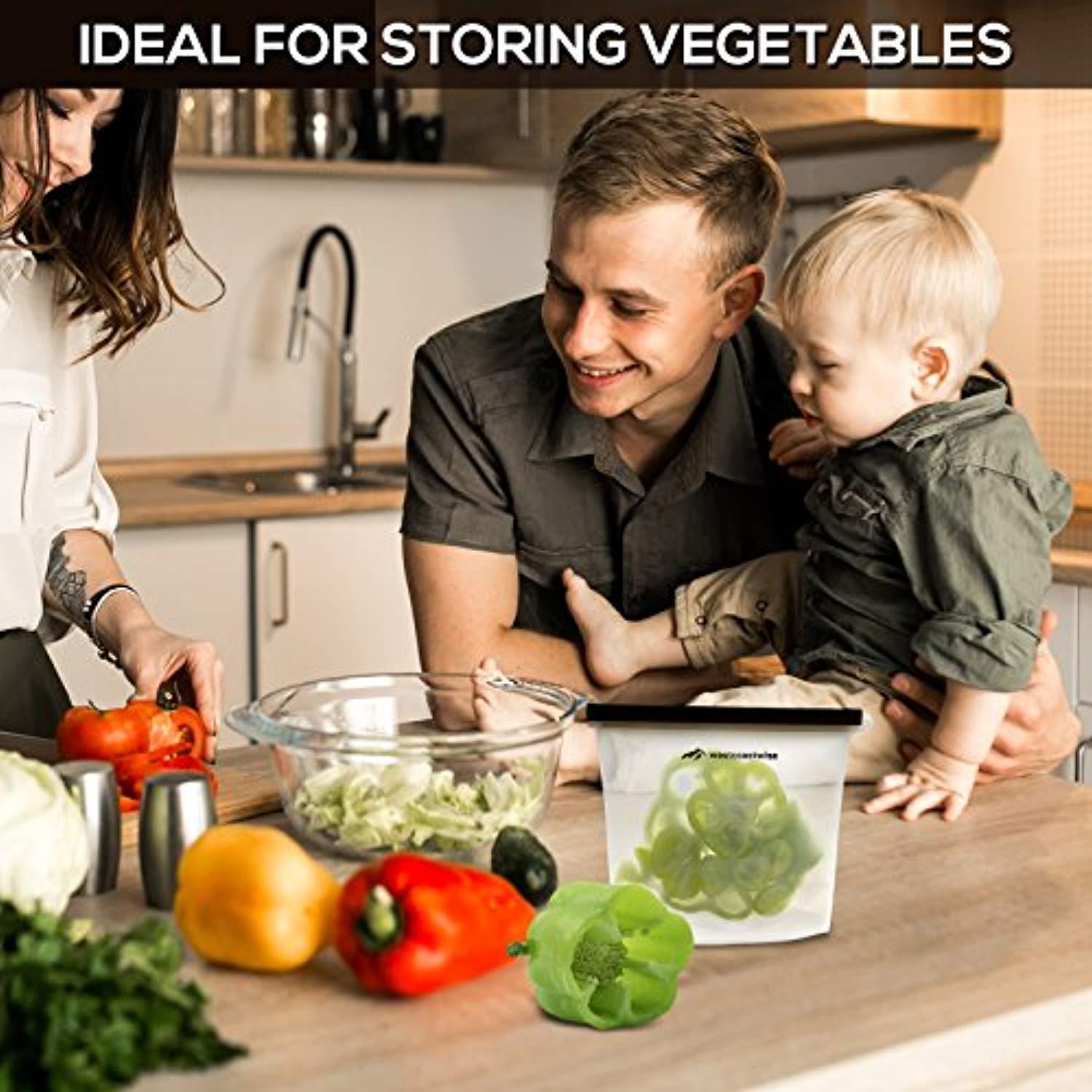 WestCoastWise Silicone Food Storage Bags - 4-Pack, Versatile, Reusable, and BPA-Free