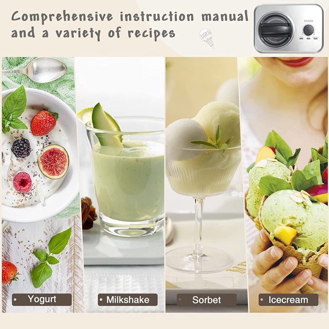 KISSAIR 1.5Qt Stainless Steel Ice Cream Maker with 4 Modes