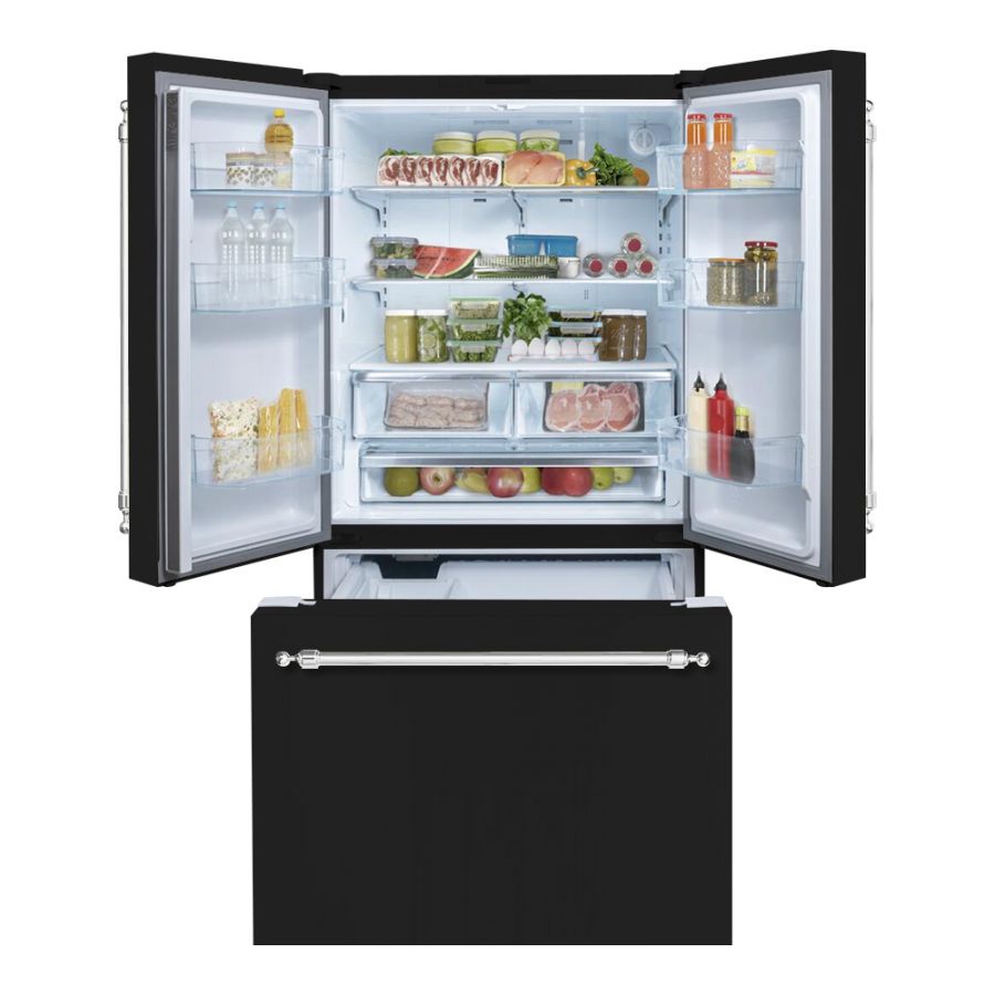 Hallman 36" French Door Bottom Freezer Refrigerator with Auto Ice Maker